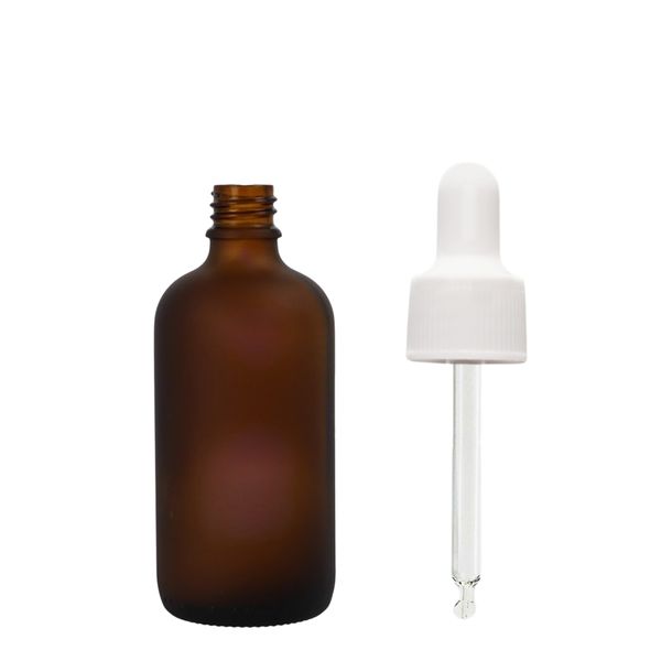 10 ml Mat amberkleurig glazen druppelflesje met witte pipet