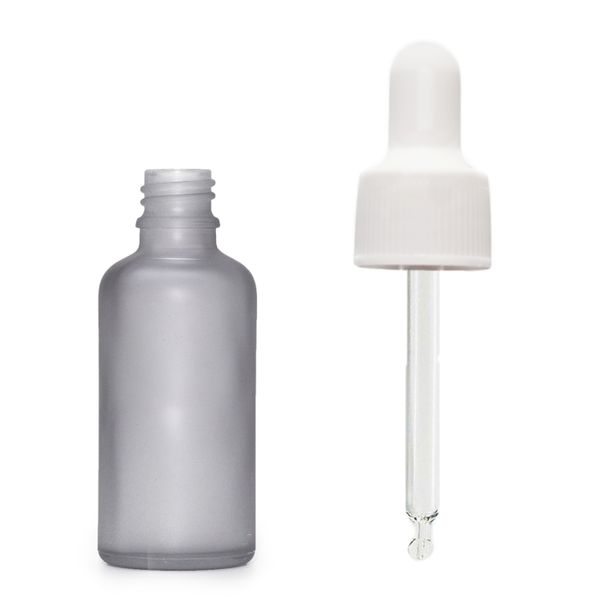 10ml Mat Grijze Glazen Druppelfles met Witte Pipet