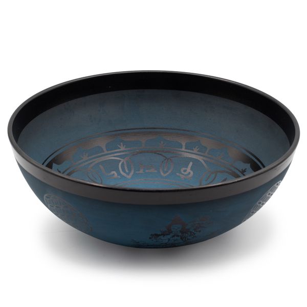 Grote Aluminium Klankschaal – Tibetaanse Dubbele Dorje – Blauw (27 cm)