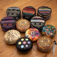 Medium Happy Drum Zwart Chakra – Steel Tongue Drum – 14 × 7 cm