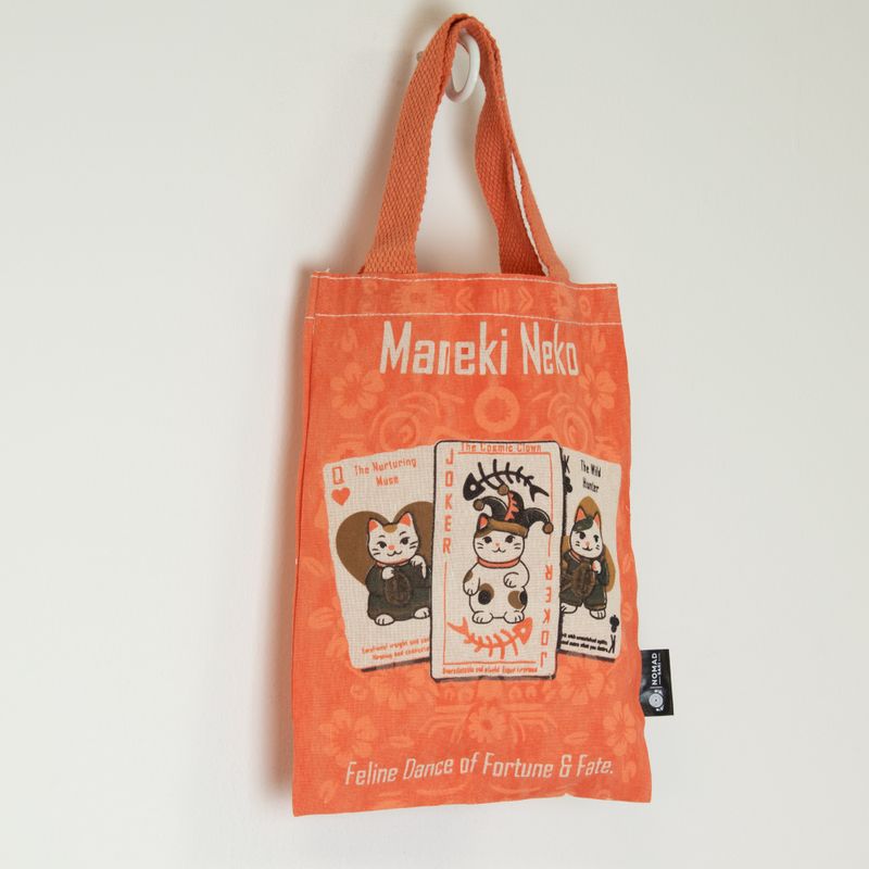 Iconische mini cadeau-tas - Maneki Neko (4 verschillende ontwerpen) - (25x20 cm) - Natuurkleur 4oz