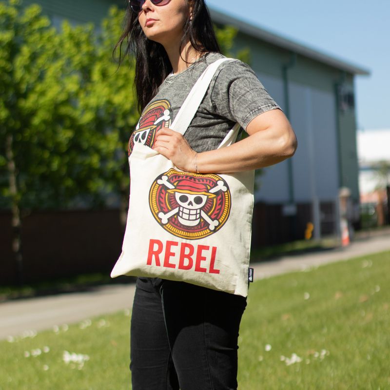 Iconische Basis Tote Tas - REBEL - (40x37cm) - Natuurlijke 4oz