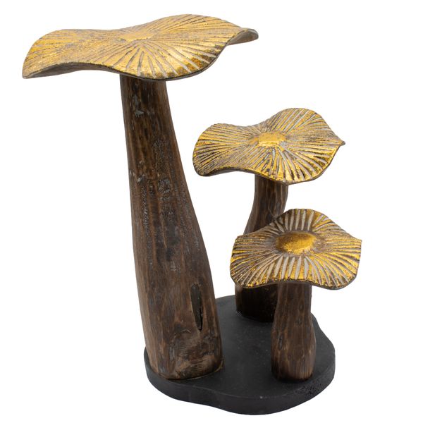 Gouden Paddenstoel Kunst – Naturel – Groot (32 × 25 cm)