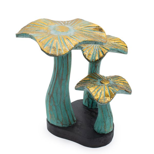 Gouden Paddenstoel Kunst – Greenwash – Klein (20 × 17 cm)