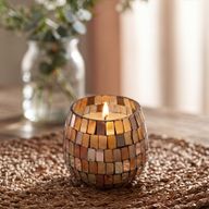 Amber Mosaic - Kaarsen in Glazen Pot - Klein