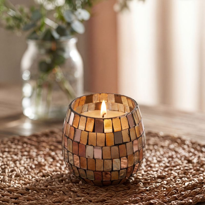 Amber Mosaic - Kaarsen in Glazen Pot - Klein
