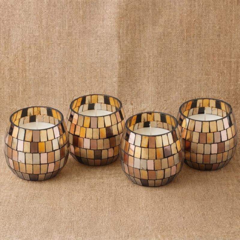 Amber Mosaic - Kaarsen in Glazen Pot - Klein