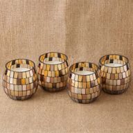 Amber Mosaic - Kaarsen in Glazen Pot - Klein