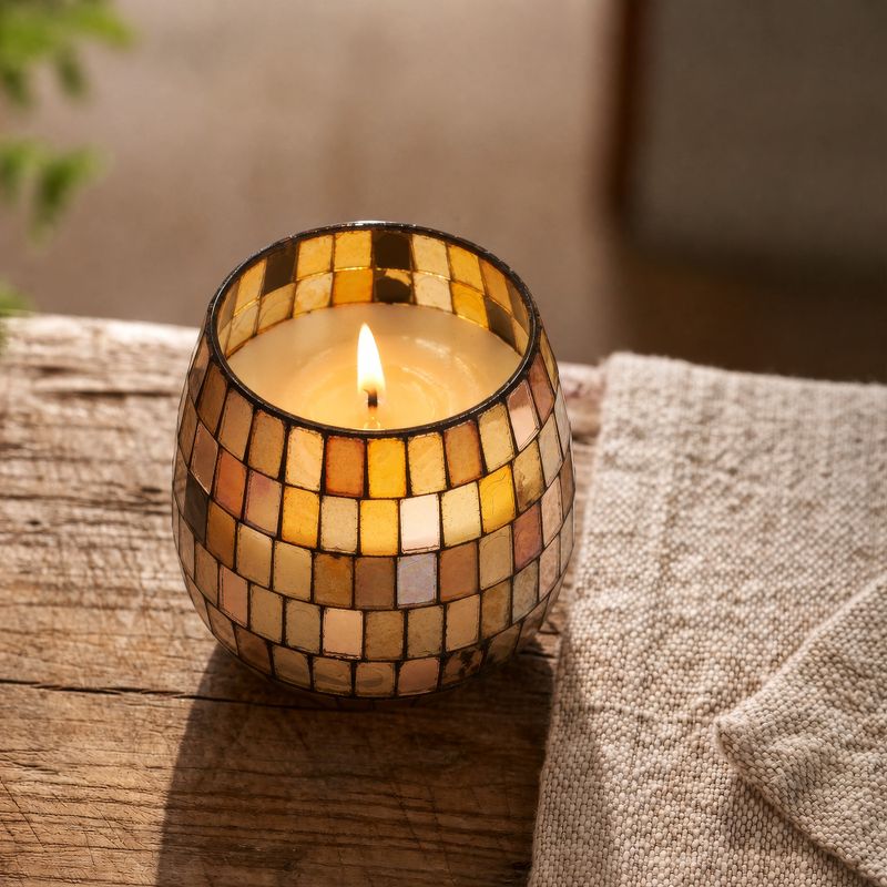 Amber Mosaic - Kaarsen in Glazen Pot - Klein