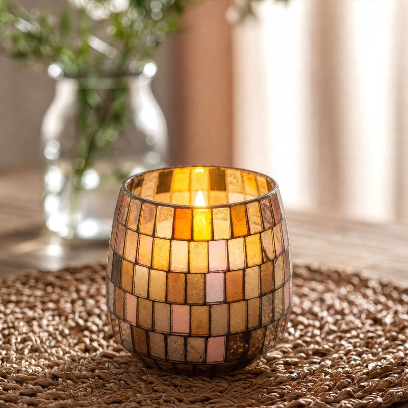 Amber Mosaic - Kaarsen in Glazen Pot - Medium