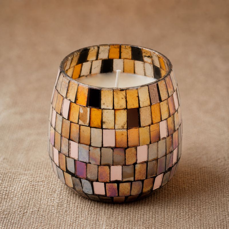 Amber Mosaic - Kaarsen in Glazen Pot - Medium