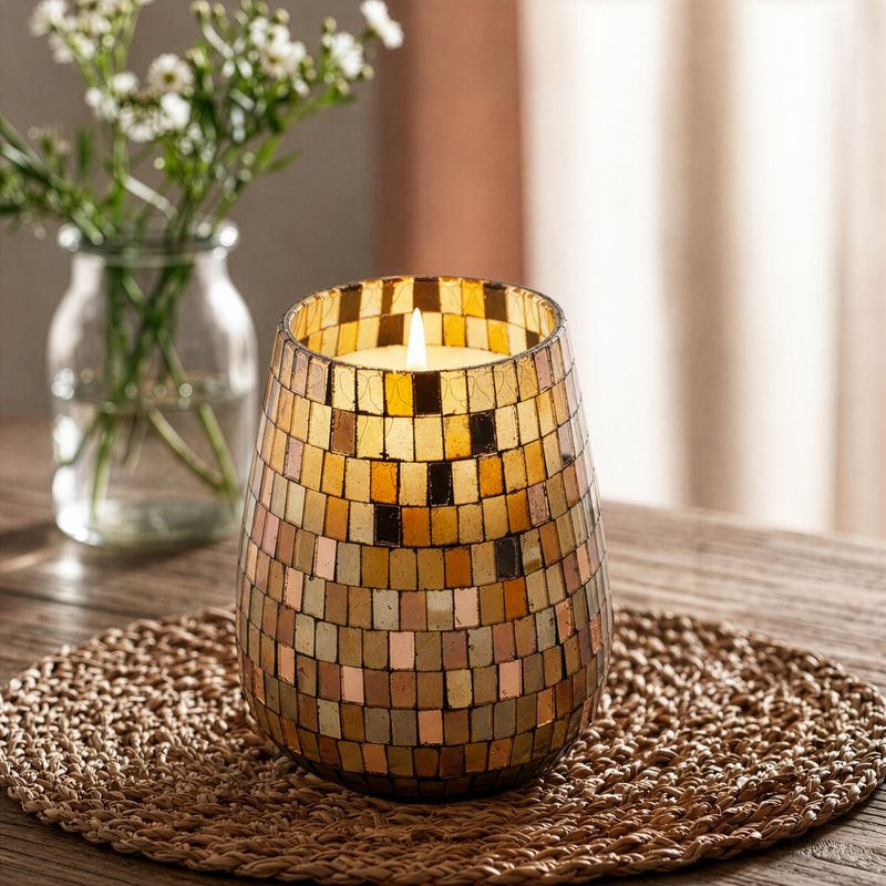 Amber Mosaic - Kaarsen in Glazen Pot - Groot