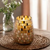 Amber Mosaic - Kaarsen in Glazen Pot - Groot
