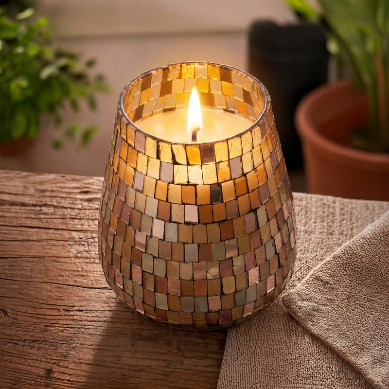 Amber Mosaic - Kaarsen in Glazen Pot - Groot