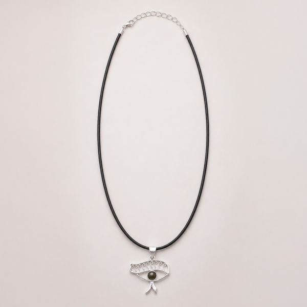 Indiase Devotie Hangers - Verzilverd (45cm Koord) - Cleopatra Oog - Ioliet