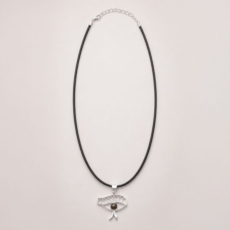 Indiase Devotie Hangers - Verzilverd (45cm Koord) - Cleopatra Oog - Ioliet