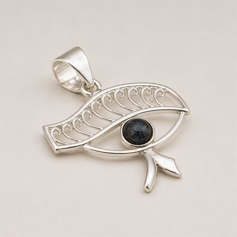 Indiase Devotie Hangers - Verzilverd (45cm Koord) - Cleopatra Oog - Ioliet