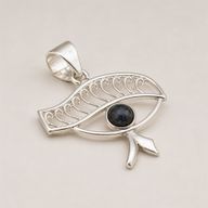 Indiase Devotie Hangers - Verzilverd (45cm Koord) - Cleopatra Oog - Ioliet