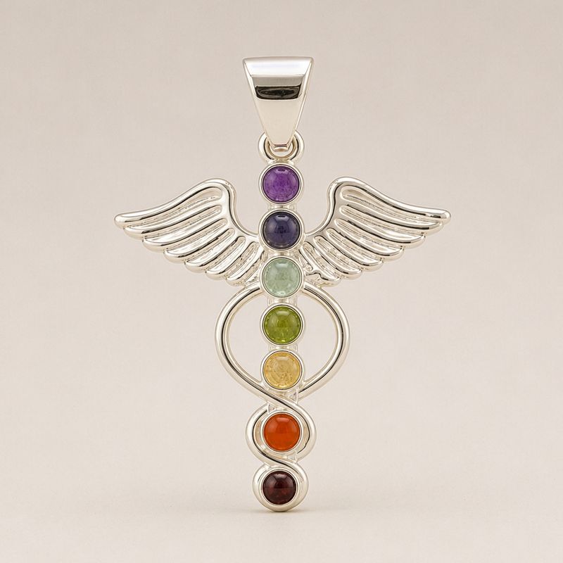 Indiase Devotie Hangers - Verzilverd (45cm Koord) - Engel Chakra
