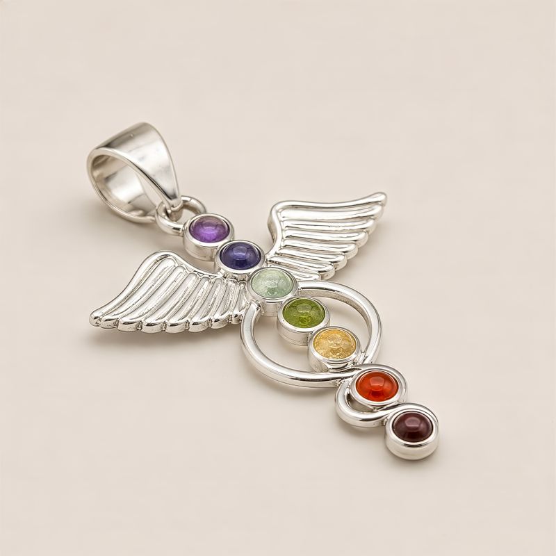Indiase Devotie Hangers - Verzilverd (45cm Koord) - Engel Chakra