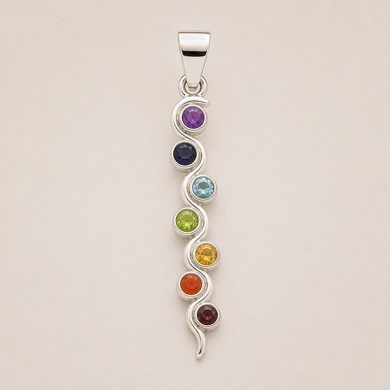 Indiase Devotie Hangers - Verzilverd (45cm Koord) - Slang Chakra