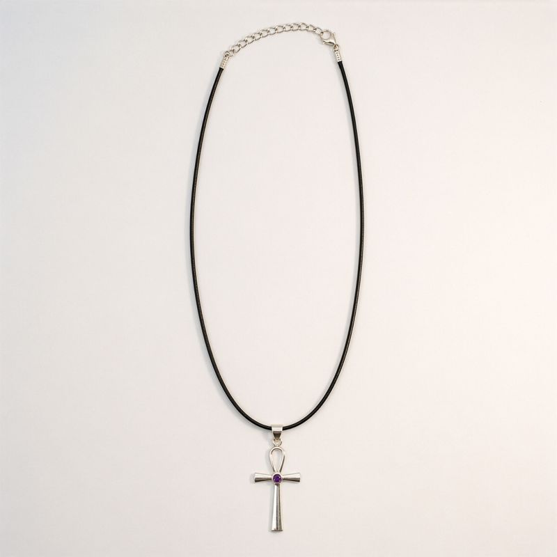 Indiase Devotie Hangers - Verzilverd (45cm Koord) - Ankh Symbool van het Eeuwige Leven