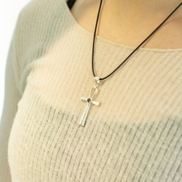 Indiase Devotie Hangers - Verzilverd (45cm Koord) - Ankh Symbool van het Eeuwige Leven