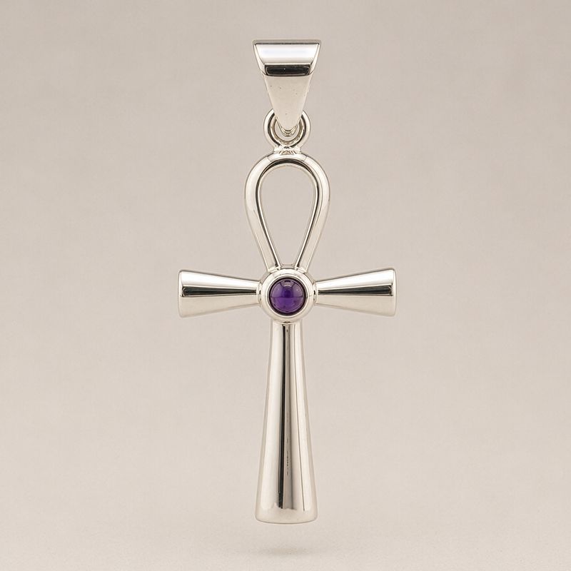 Indiase Devotie Hangers - Verzilverd (45cm Koord) - Ankh Symbool van het Eeuwige Leven