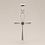 Indiase Devotie Hangers - Verzilverd (45cm Koord) - Ankh Symbool van het Eeuwige Leven