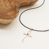 Indiase Devotie Hangers - Verzilverd (45cm Koord) - Ankh Symbool van het Eeuwige Leven