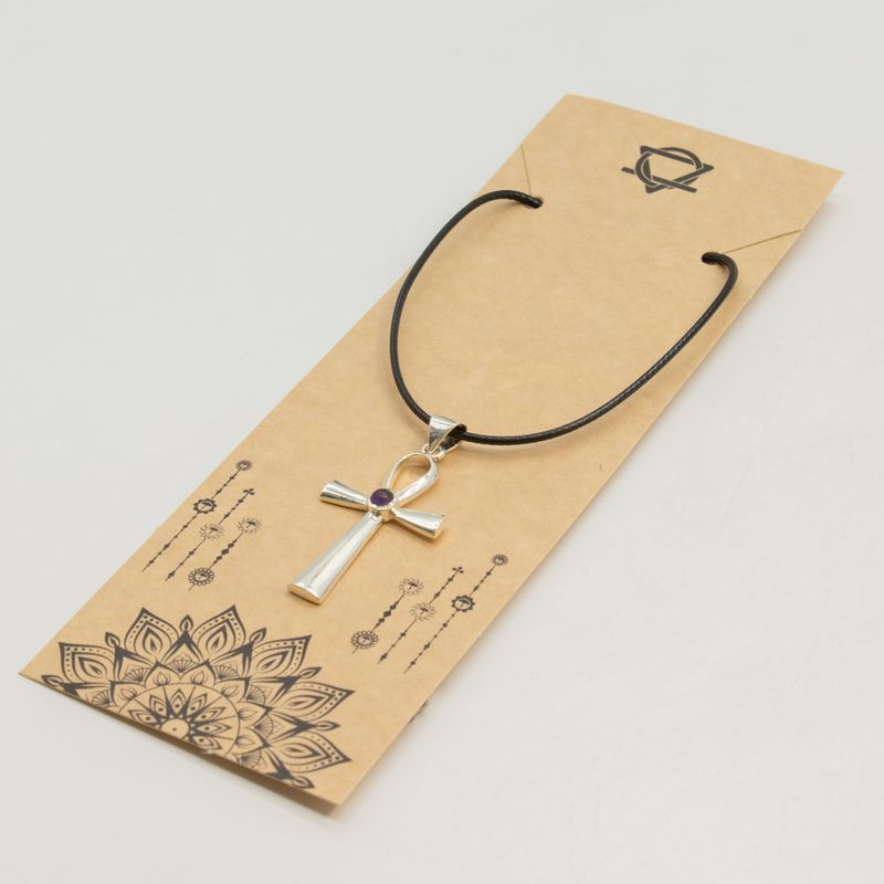 Indiase Devotie Hangers - Verzilverd (45cm Koord) - Ankh Symbool van het Eeuwige Leven
