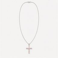 Indiase Devotie Hangers - Verzilverd (45cm Ketting) - Rozenkwarts Kruisbeeld