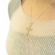 Indiase Devotie Hangers - Verzilverd (45cm Ketting) - Peridot Kruisbeeld