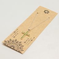 Indiase Devotie Hangers - Verzilverd (45cm Ketting) - Peridot Kruisbeeld