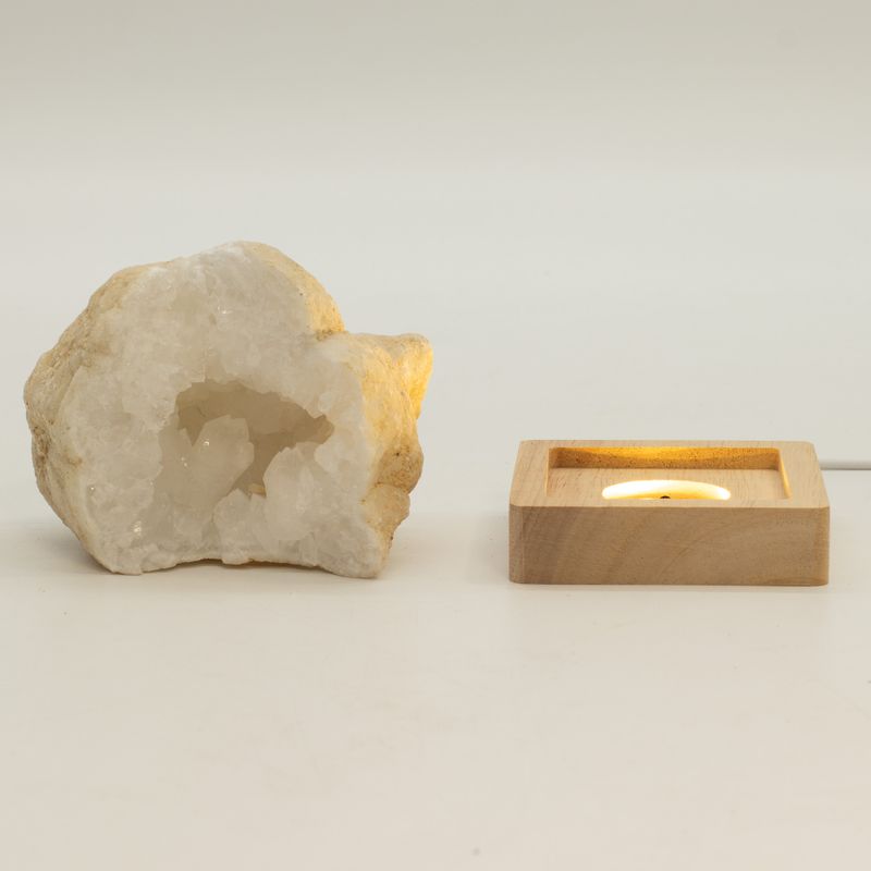 8 cm Vierkante Houten USB LED Standaard - Koel/Warm/Daglicht