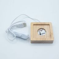 8 cm Vierkante Houten USB LED Standaard - Meerkleurig