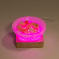 8 cm Vierkante Houten USB LED Standaard - Meerkleurig