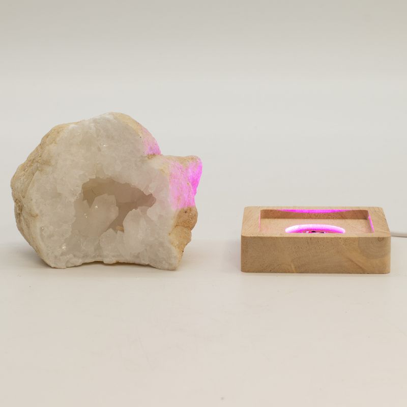 8 cm Vierkante Houten USB LED Standaard - Meerkleurig
