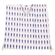 Nomad Sari In de Med Collectie - Kaftan - Wit en Blauw Gedurfd Vispatroon