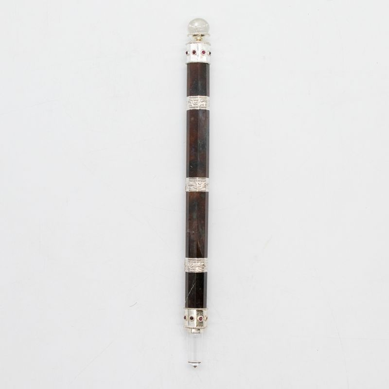 Bloodroot Soevereine Toverstaf - Extra Lang Fancy Jaspis Magie - Kristallen Bol Top - 26cm
