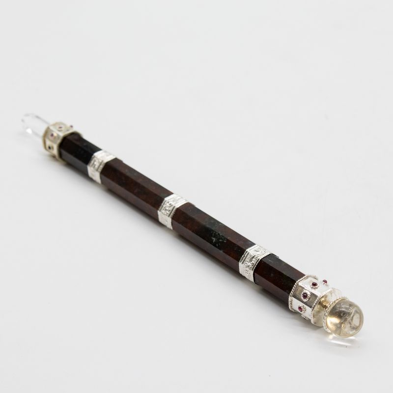 Bloodroot Soevereine Toverstaf - Extra Lang Fancy Jaspis Magie - Kristallen Bol Top - 26cm