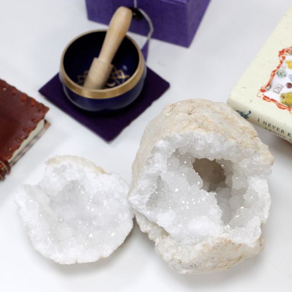 Calciet Geodes - Geopend & Ongeopend