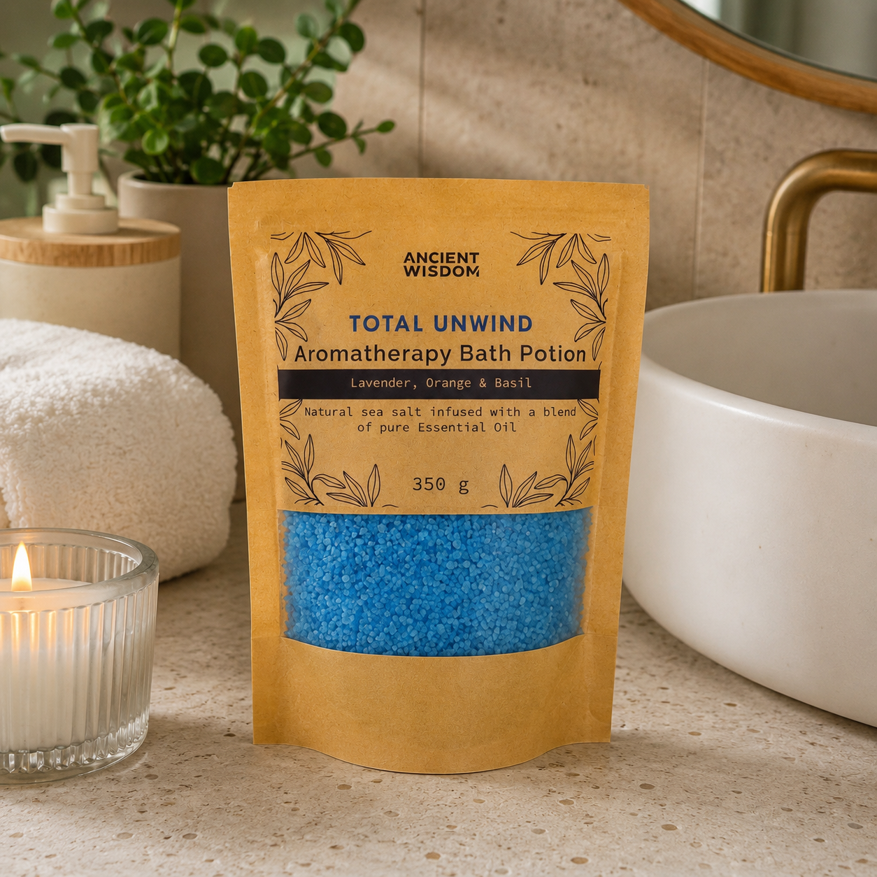 Aromatherapie Badelixer in Kraftzak – 350 g