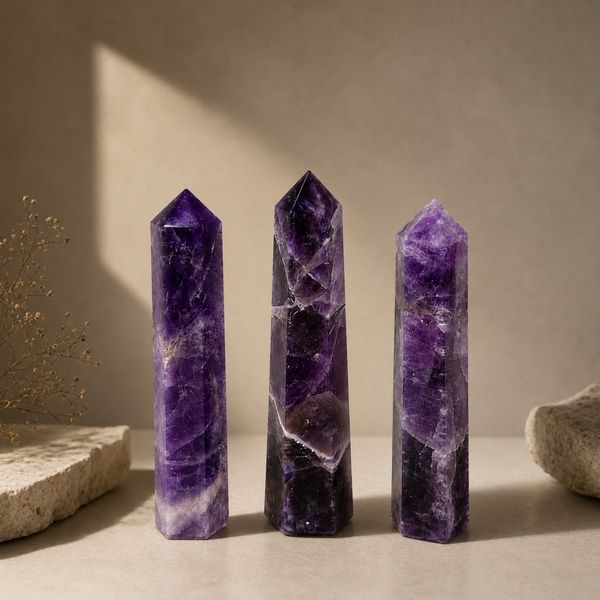Edelsteen Zeszijdige Obelisk ca. 11 cm - Amethist