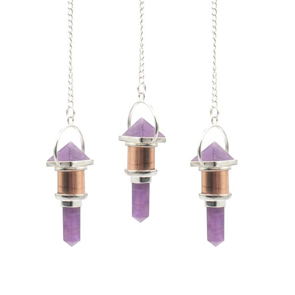 De violette motor- Combo-stuk koperen pendel - amethist