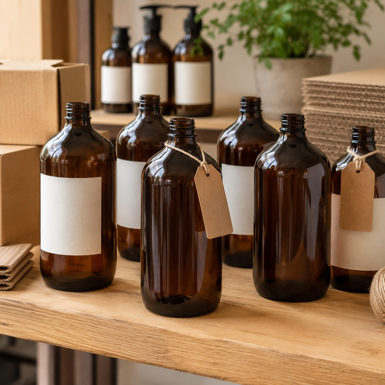 Amber Plastic Flessen