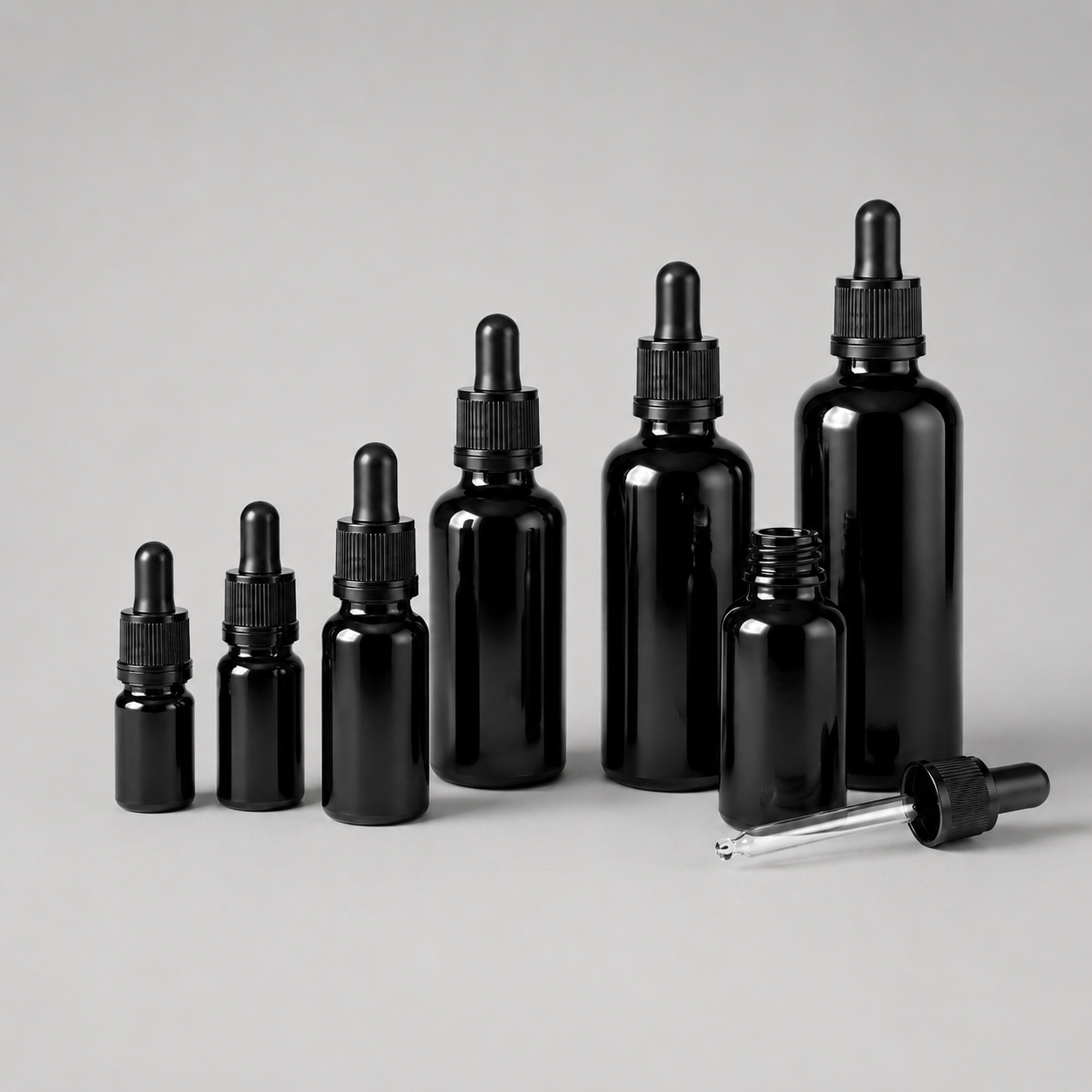 Zwarte Druppelflessen - 5ml tot 100ml
