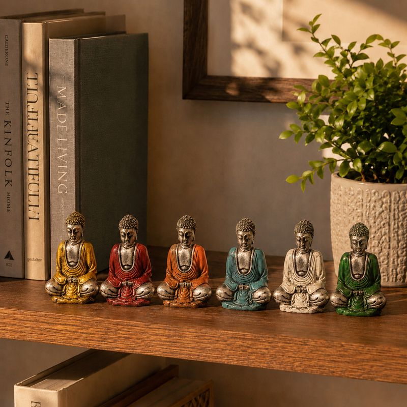 Zilveren Mini Boeddha (Verschillende Kleuren)