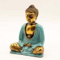 Blauwgroen en Goud Boeddha - Medium