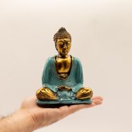 Blauwgroen en Goud Boeddha - Medium
